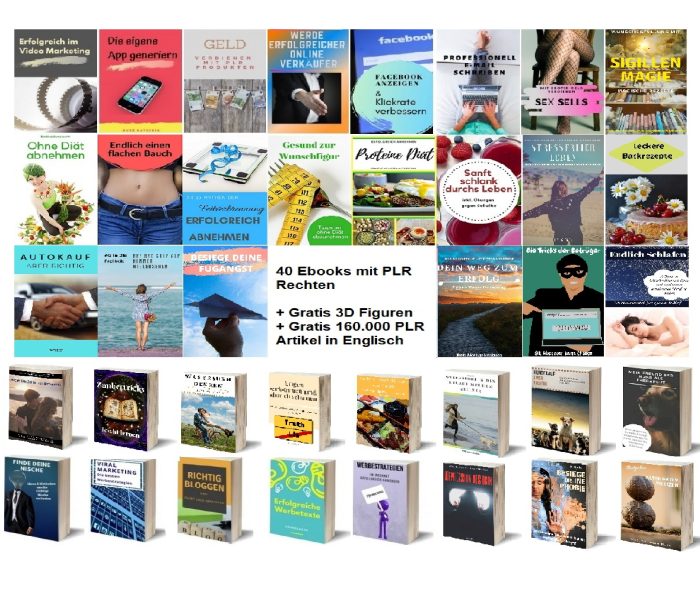 40 Ebooks inkl. PLR Rechten + 2 Geschenke